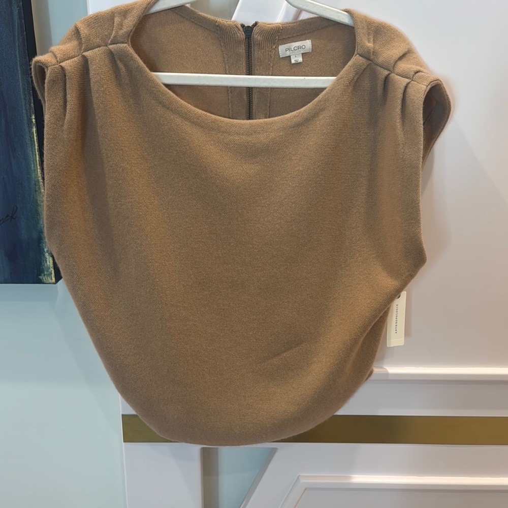 Pilcro Tan Sleeveless Top. Size large. 70% wool and 30% cashmere.